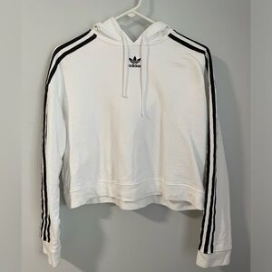 Adidas White Cropped Hoodie